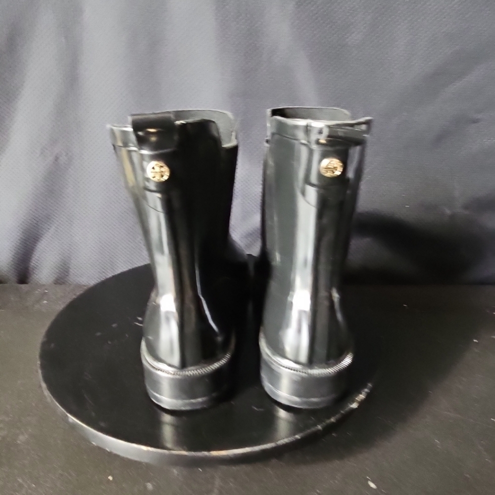 TORY BURCH Women's Foul Weather Black Rubber Rain Boots 7US Size NEW - Picture 3 of 9